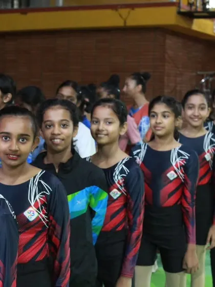 Our aerobic gymnastics team lined up and ready for the Dasara District Level Selection. They look focused and prepared.