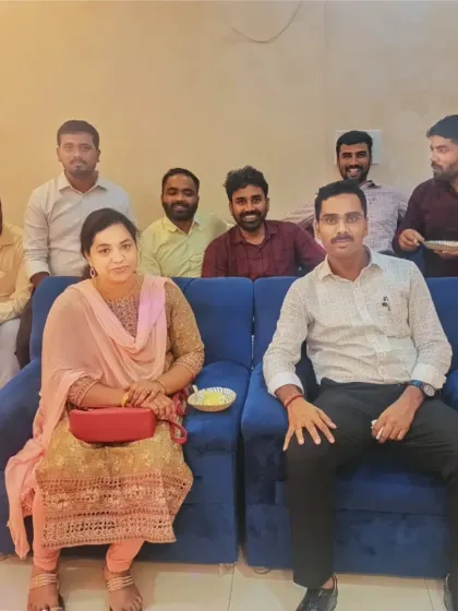 A group photo from the Tahsildar's birthday celebration. My space is perfect for small, private gatherings with colleagues and friends.