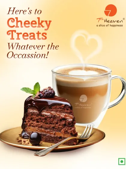 There's nothing quite like the classic combination of a rich chocolate pastry and a freshly brewed coffee. This pairing features a moist slice of our signature chocolate cake alongside a warm cappuccino with delicate latte art, making for a perfect afternoon treat.
