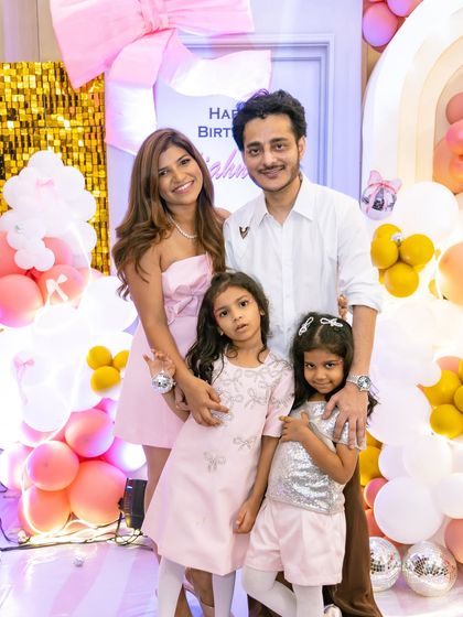 A beautiful family portrait of musician Tanishk Bagchi with his family, celebrating his daughter's birthday in style.