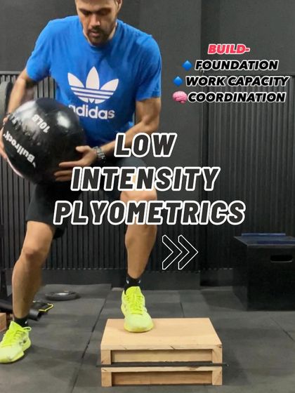 This image highlights the use of low-intensity plyometrics to build a solid foundation, improve work capacity, and enhance coordination.
