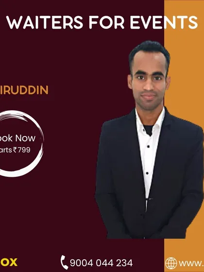Introducing Somiruddin, a professional waiter ready to make your event hassle-free. He is dressed professionally and prepared to assist with all serving duties.