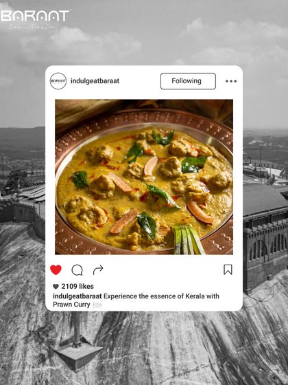 Experience the essence of Kerala with our Prawn Curry, a creamy and aromatic dish that is perfect for seafood lovers.