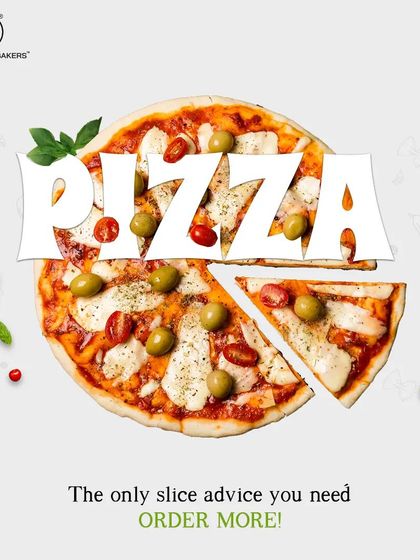 A creative shot of our veggie pizza, loaded with toppings like cherry tomatoes, olives, and fresh mozzarella. It's a slice of happiness.