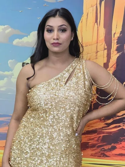 This one-shoulder gold sequin dress is made for the spotlight. It's a fun and glamorous option for a bachelorette party or a cocktail event.