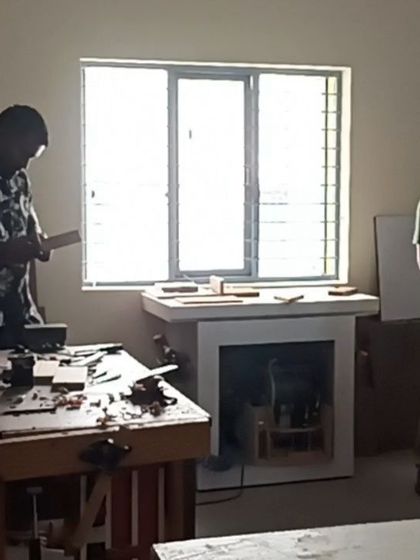 The workshop in full swing, with students focused on their individual projects.