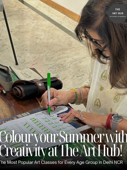 Colour your summer with creativity at The Art Hub. This student is practicing calligraphy, one of the many skills you can learn in my customized classes.