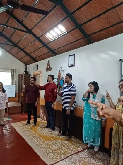 Participants from my 175th batch engaged in a voice and movement exercise. These activities help free the body and the voice.
