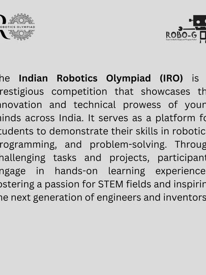 An informational graphic explaining the mission of the Indian Robotics Olympiad. We prepare students to excel in this platform for showcasing innovation and problem-solving.