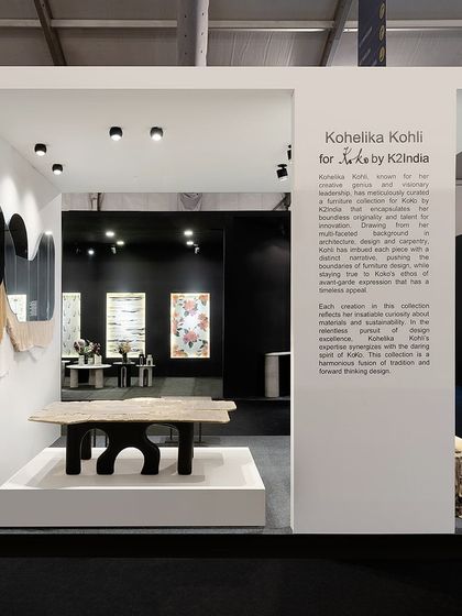 The 'Plateau Coffee Table' takes center stage at our EDIDA 2023 exhibit. Its top, made from cast brass with a pattern derived from recycled cardboard, sits on a solid teak base, embodying our philosophy of finding beauty in unexpected materials.