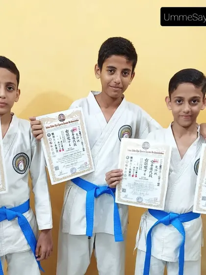 Karate Brothers. These three have all earned their blue belts together. It's wonderful to see them support each other's growth in the dojo. 💙💙💙