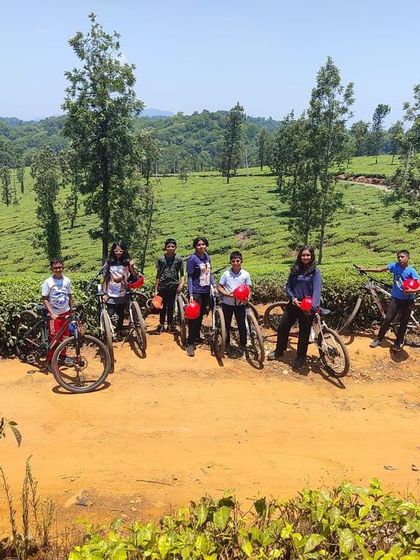 Another group of mountain bikers ready to take on the trails at our Barapole adventure camp.