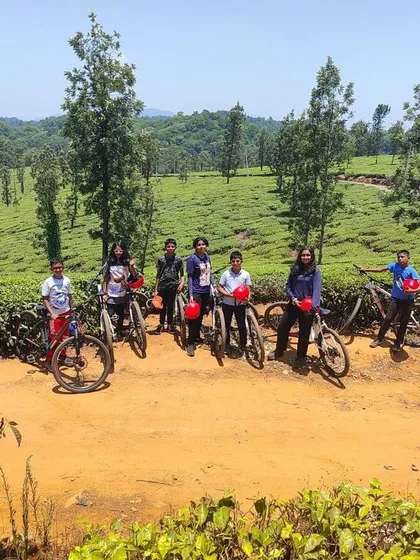 Another group of mountain bikers ready to take on the trails at our Barapole adventure camp.