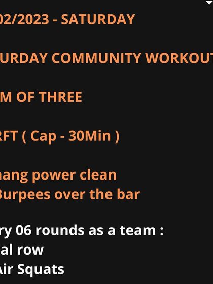 The plan for our Saturday Community Workout. We love partner and team workouts because they build camaraderie and push you to work harder than you would on your own. This one is a team of three.