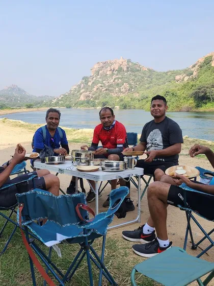 Some of the best moments happen off the bike. We love finding the perfect spot for a picnic with a view, sharing a meal and stories after a great ride. It's all about the community and connection.