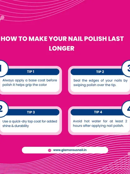 I teach my students how to help their clients' manicures last longer. This graphic shares four key tips, from applying a base coat to sealing the edges.