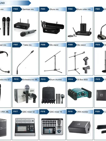 We own a complete inventory of professional sound equipment. This includes JBL and QSC speakers, Shure and Sennheiser mics, and digital mixers, ensuring clear audio for any conference or event.