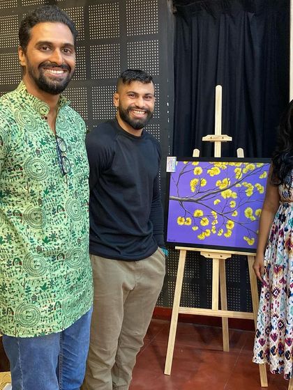 With friends at the Vasanthotsava exhibition.