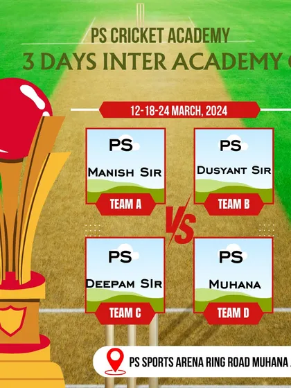 An announcement poster for our 3-day Inter Academy Cup, featuring four teams competing for the trophy.