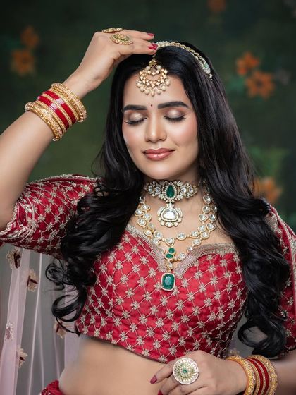 A beautiful close-up portrait, highlighting the flawless makeup.