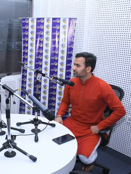 I believe in sharing the wisdom of yoga with as many people as possible. Here I am during a radio interview, discussing the practical benefits of yoga and meditation for managing modern-day stress and improving overall quality of life.