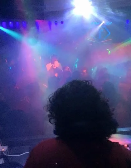 From behind the console, watching the crowd get lost in the music and lights. This view is my motivation.