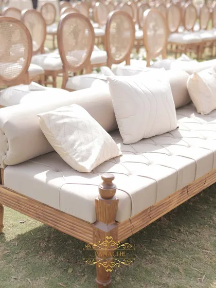 A comfortable and stylish lounge sofa for guests to relax and mingle.