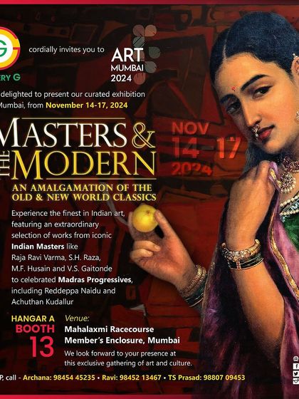 Another invitation to Art Mumbai 2024, highlighting our booth and the fusion of old and new world classics we will be showcasing.