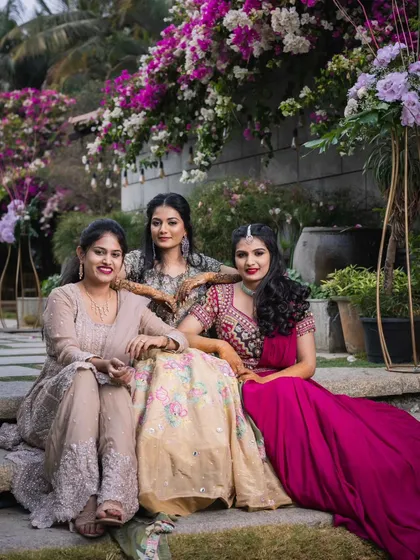 The bride with her bride tribe. I ensured all their makeup looks were complementary, creating a beautiful and harmonious picture.