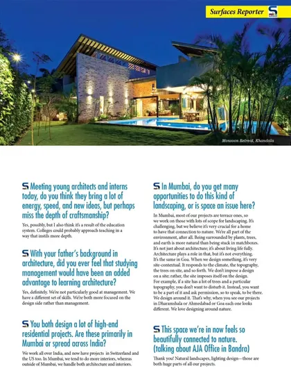 The Monsoon Retreat in Khandala, a project designed around a central pool and courtyard. This layout creates a space that is both very open and completely private, a journey of discovery as you move through it.