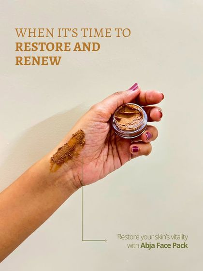 A swatch of my face pack on the arm, showing its rich, herbal texture. It's perfect for when it's time to restore and renew your skin.