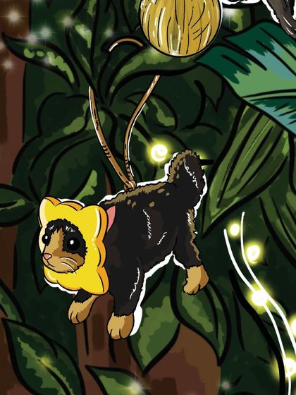 A fluffy cat wearing a lion's mane, drawn as a Christmas ornament. These quirky details are what make custom illustrations so personal and fun.