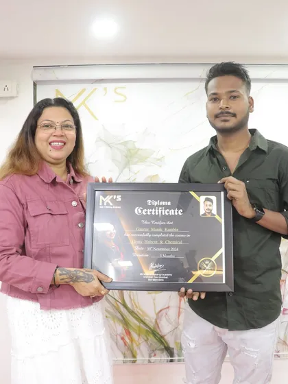 Another student successfully completes his course in Men's Hair and Chemical treatments. We offer specialized courses for both men's and women's styling.
