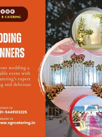 A collection of different wedding setups, from a beach ceremony to an elegant indoor stage. This shows our versatility in planning and decorating weddings in various locations and themes.