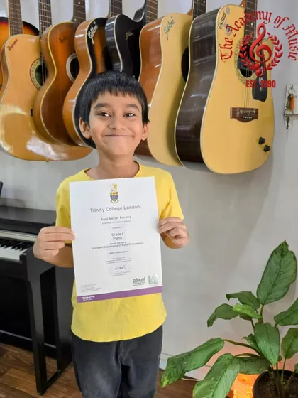 Huge congratulations to Anuj Pereira on scoring a distinction with 88 percent in his Grade 1 Piano digital exam. We are so proud of his hard work, dedication, and passion for music.