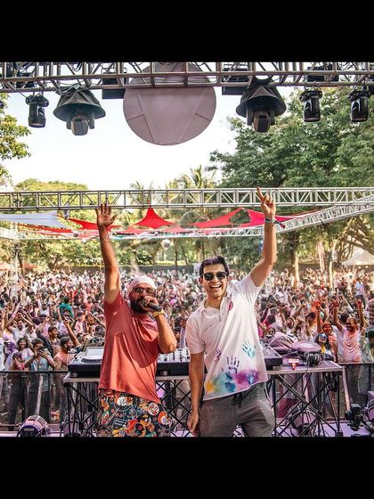 Sharing the stage with the legendary DJ Jasmeet at the 'Holi At The Palace' event.