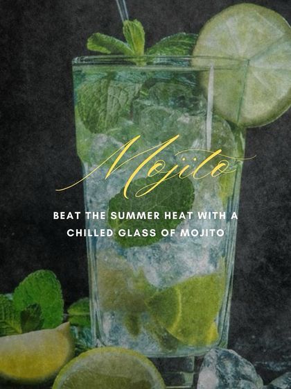 Beat the summer heat with a chilled glass of our classic Mojito, muddled with fresh mint and lime.