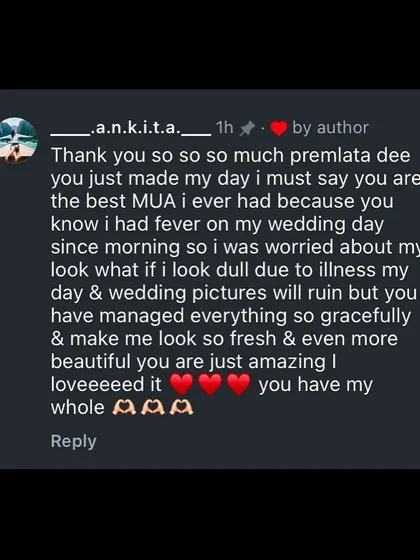 This message from my bride made my day. Knowing that I could make her feel fresh and beautiful despite her being unwell is a testament to the trust we build.