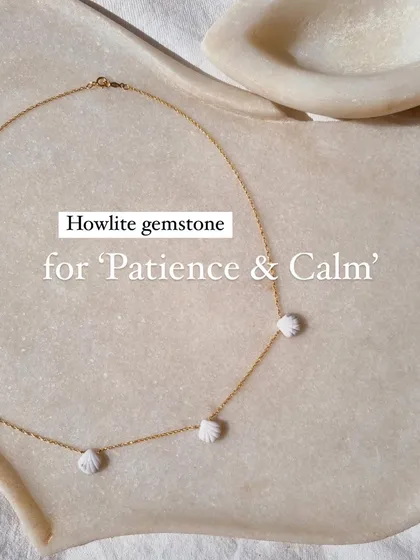 A final look at the howlite sea shell choker. This piece is all about embodying the patience and calm of the sea.