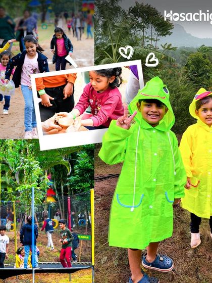 Kids in raincoats, running freely on the farm. We provide a safe and engaging environment for children to explore and appreciate the natural world.