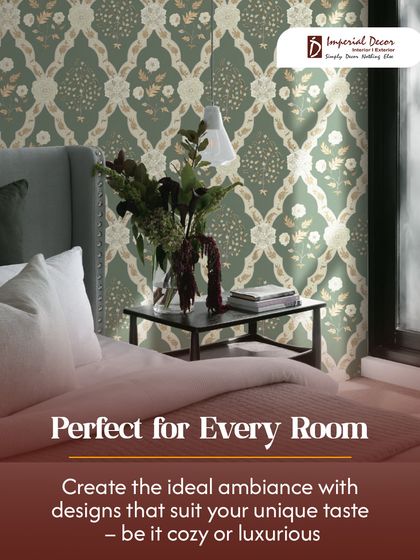 I believe wallpaper should be perfect for every room. This elegant damask pattern creates a luxurious ambiance in a bedroom, but my collection includes designs suitable for any space you wish to transform.