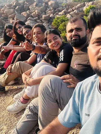 A group selfie on the rocky terrain of Antaragange.