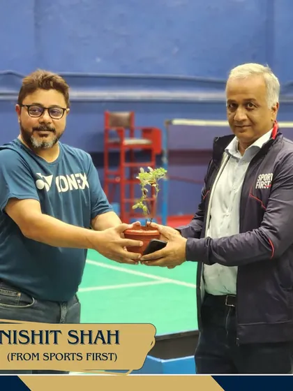 Nishit Shah from Sports First, a key partner, being felicitated. I believe in acknowledging every partner who contributes to the success of the tournament.
