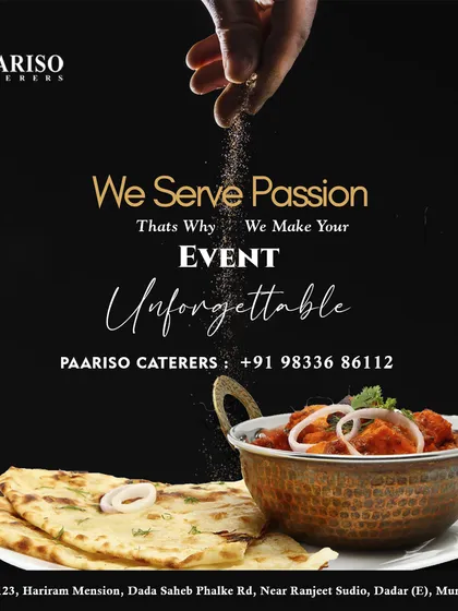 We serve passion, and that's why we make your event unforgettable. This classic Indian curry and naan pairing is a staple of our catering service.