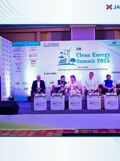 A view of the panel at the UP Green Summit 2025, where our leadership discussed how clean energy is not a choice but a necessity for sustained economic growth. We are committed to supporting UP's ambitious development goals with our green power solutions.