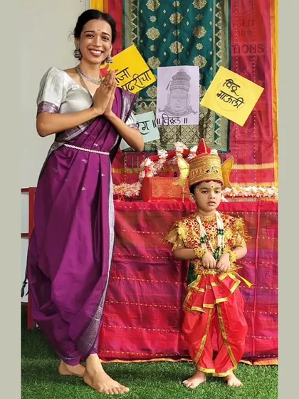 With one of our little students dressed as Lord Vitthal for the Ashadhi Ekadashi celebration. It was a joy to see the children embrace their roles with such enthusiasm.