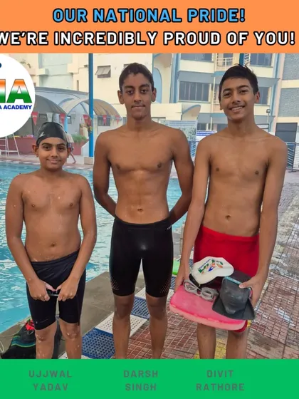Our boys team, Ujjwal, Darsh, and Divit, who represented Haryana at the National School Games. Divit made his national debut, a huge milestone.