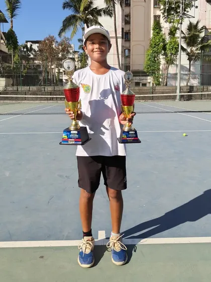 Aarav Chhallani holding his two trophies from the Bhubaneswar Super Series. Our players are trained to handle the physical demands of deep runs in both singles and doubles.