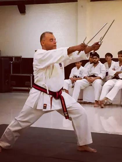 Tradition is the foundation of Seido Karate. Here, I am performing with sai during a Kagami Biraki ceremony, a traditional Japanese event where we renew our spirits and rededicate ourselves to the path of karate for the new year.