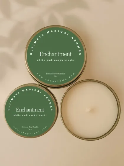 My 'Enchantment' Mini Metal Charm, featuring notes of white oud, woody, and musk. Give my mini charms a try to discover your perfect fragrance.